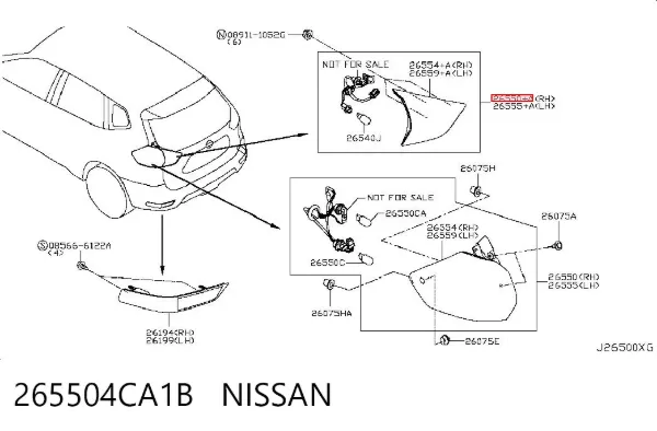 Lanterna traseira direita interna 265504CA1B Nissan/Infiniti