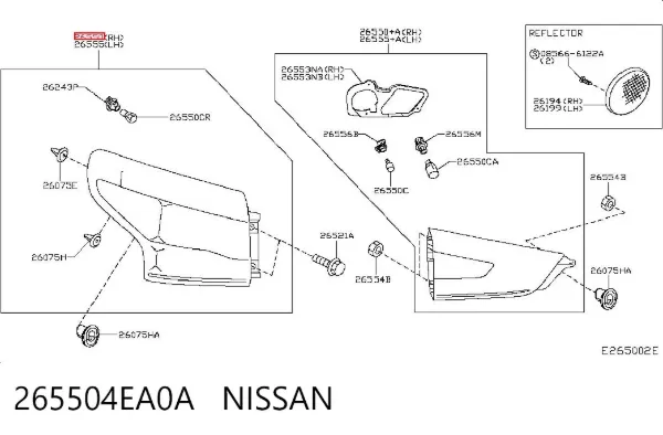 Lanterna traseira direita externa 265504EA0A Nissan/Infiniti