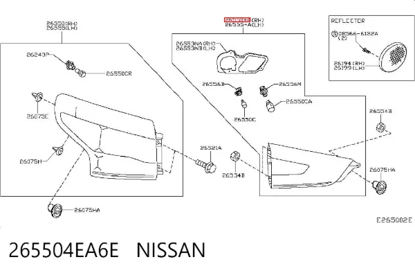Lanterna traseira direita interna 265504EA6E Nissan/Infiniti