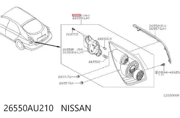 Lanterna traseira direita 26550AU210 Nissan/Infiniti