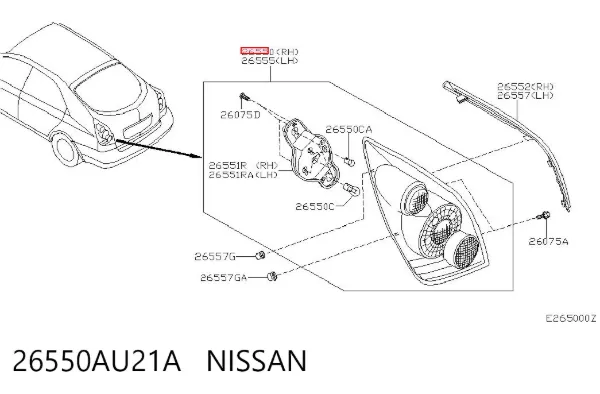 Lanterna traseira direita 26550AU21A Nissan/Infiniti