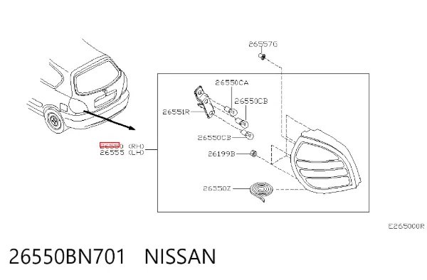 Lanterna traseira direita 26550BN701 Nissan/Infiniti