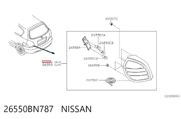 Lanterna traseira direita 26550BN787 Nissan/Infiniti