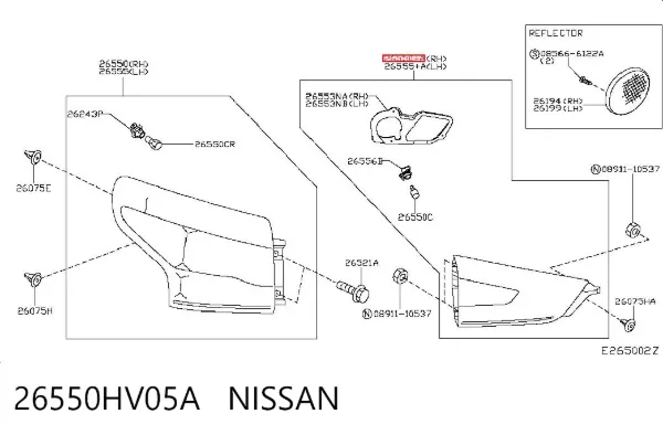 Lanterna traseira direita 26550HV05A Nissan/Infiniti
