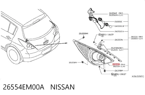 Lanterna traseira direita 26554EM00A Nissan/Infiniti