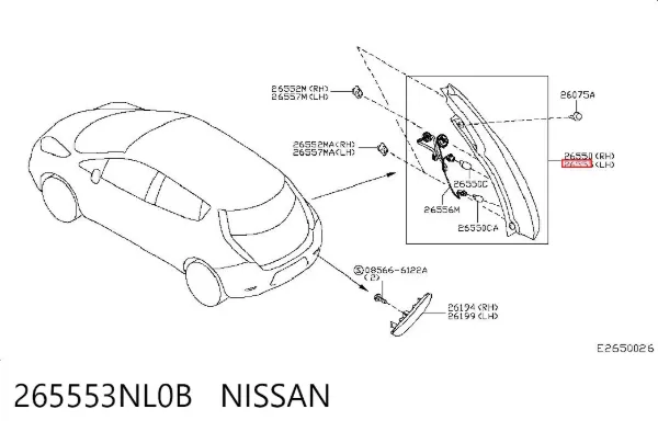 Lanterna traseira esquerda 265553NL0B Nissan/Infiniti
