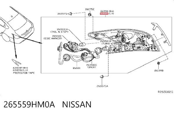 Lanterna traseira esquerda 265559HM0A Nissan/Infiniti