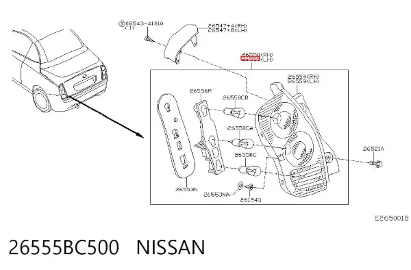 Lanterna traseira esquerda 26555BC500 Nissan/Infiniti
