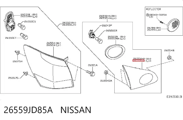 Lanterna traseira esquerda interna 26559JD85A Nissan/Infiniti