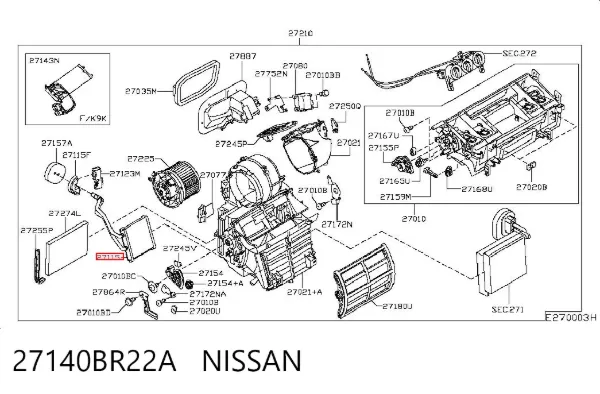 Radiador de forno (de aquecedor) 27140BR22A Nissan/Infiniti