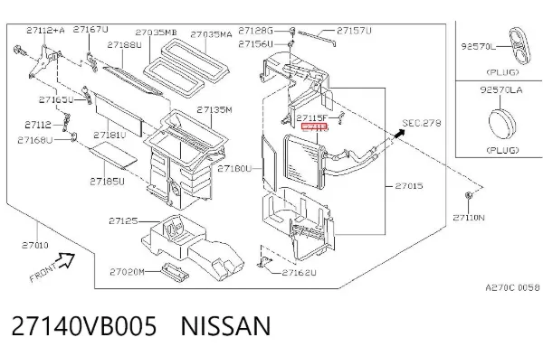 Radiador de forno (de aquecedor) 27140VB005 Nissan/Infiniti