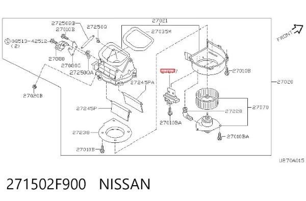 Resistor (resistência) de ventilador de forno (de aquecedor de salão) 271502F900 Nissan/Infiniti