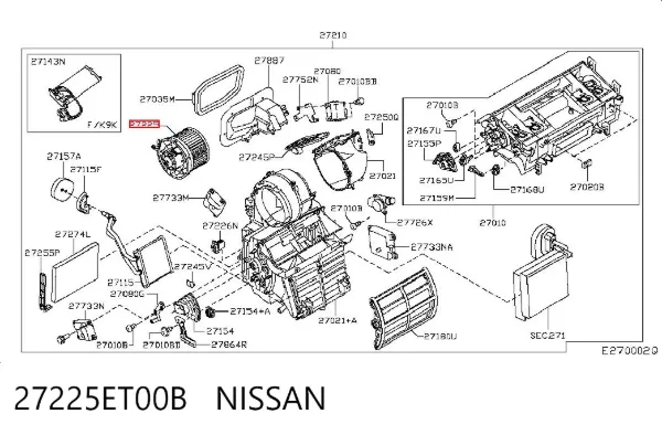 Motor de ventilador de forno (de aquecedor de salão) 27225ET00B Nissan/Infiniti