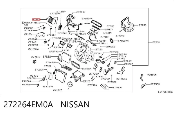 Motor de ventilador de forno (de aquecedor de salão) 272264EM0A Nissan/Infiniti
