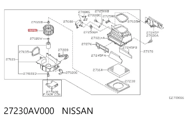 Motor de ventilador de forno (de aquecedor de salão) 27230AV000 Nissan/Infiniti