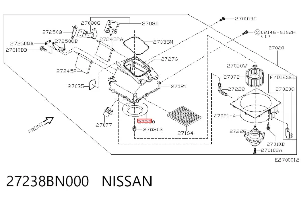 Filtro de salão 27238BN000 Nissan/Infiniti