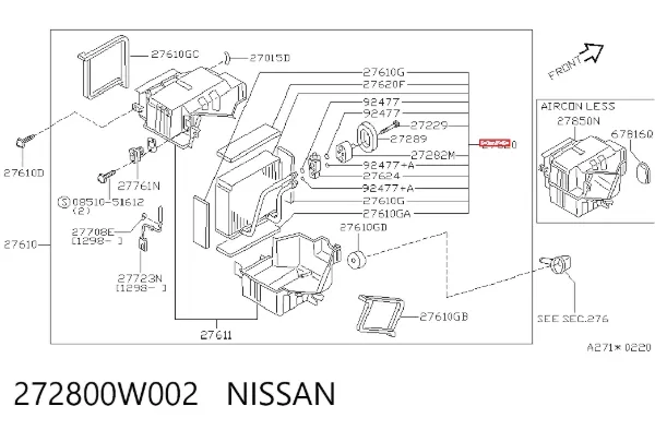 Vaporizador de aparelho de ar condicionado Nissan Pathfinder R50