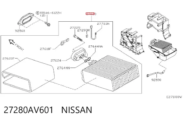 Vaporizador de aparelho de ar condicionado 27280AV601 Nissan/Infiniti