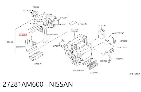 Vaporizador de aparelho de ar condicionado Nissan Murano Z50