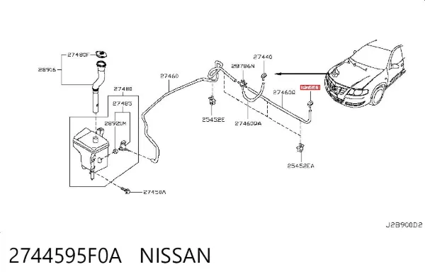 Injetor esquerdo de fluido para lavador de pára-brisas 2744595F0A Nissan/Infiniti