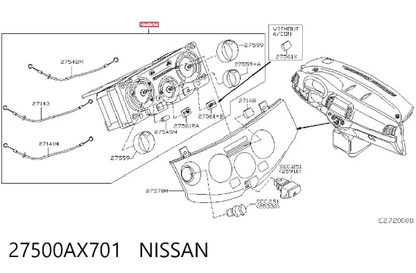 Unidade de controlo dos modos de aquecimento/condicionamento 27500AX701 Nissan/Infiniti