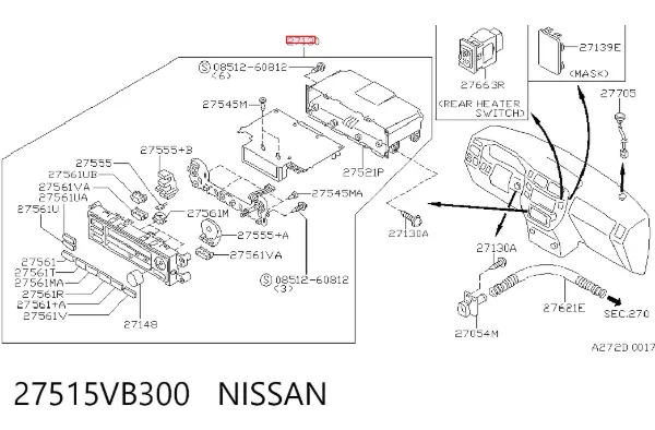 Unidade de controlo dos modos de aquecimento/condicionamento 27515VB300 Nissan/Infiniti