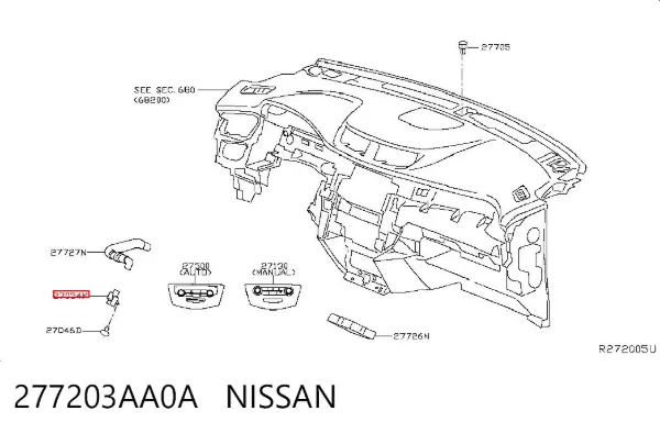 Sensor de temperatura de ar no salão 277203AA0A Nissan/Infiniti
