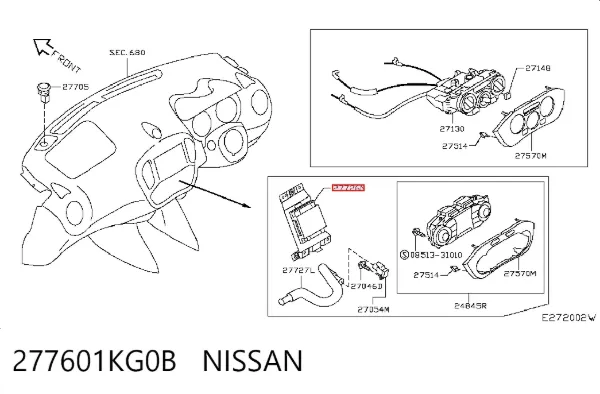 Unidade de controlo dos modos de aquecimento/condicionamento 277601KG0B Nissan/Infiniti