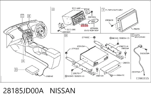 Aparelhagem de som (rádio AM/FM) 28185JD00A Nissan/Infiniti