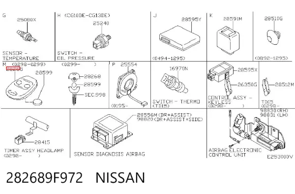 Berloque de controlo de sinalização 282689F972 Nissan/Infiniti