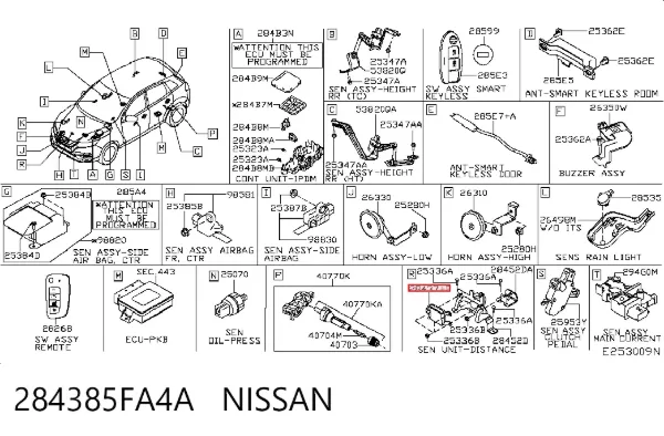 Unidade de controlo de cruzeiro 284385FA4A Nissan/Infiniti