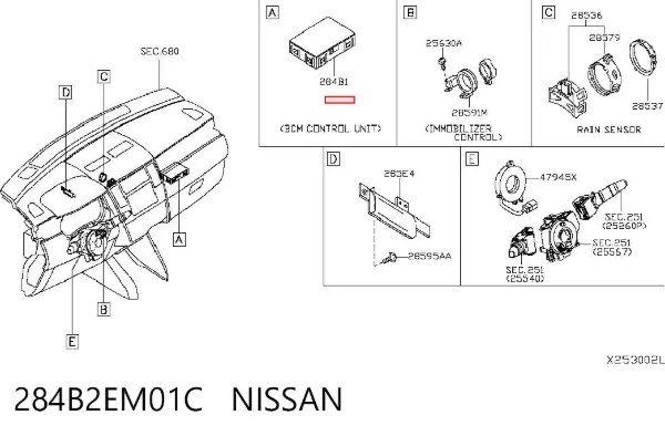 Unidade de conforto 284B2EM01C Nissan/Infiniti