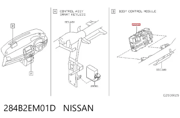 Unidade de conforto 284B2EM01D Nissan/Infiniti