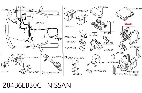 Unidade de dispositivos de segurança 284B6EB30C Nissan/Infiniti