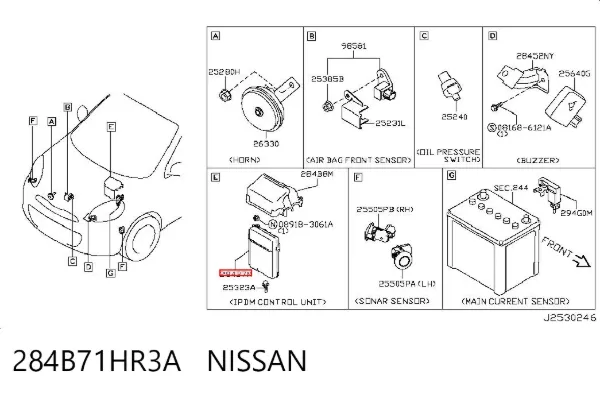 Unidade de dispositivos de segurança 284B71HR3A Nissan/Infiniti