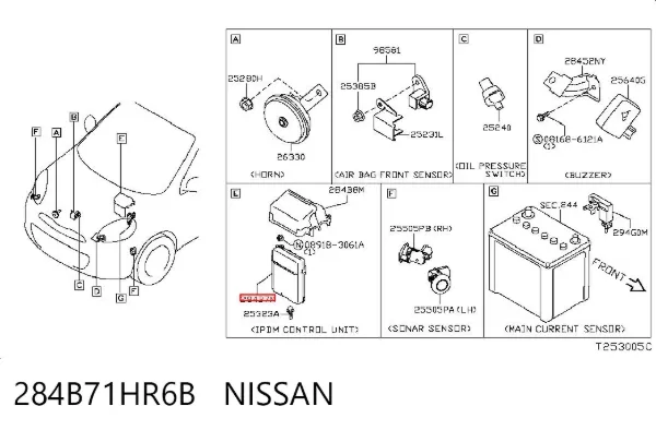 Unidade de dispositivos de segurança 284B71HR6B Nissan/Infiniti