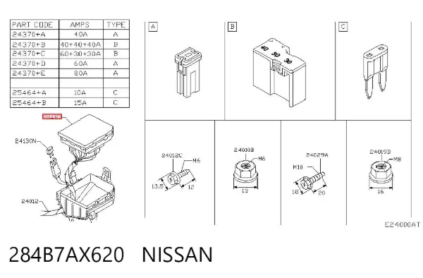 Unidade de dispositivos de segurança 284B7AX620 Nissan/Infiniti