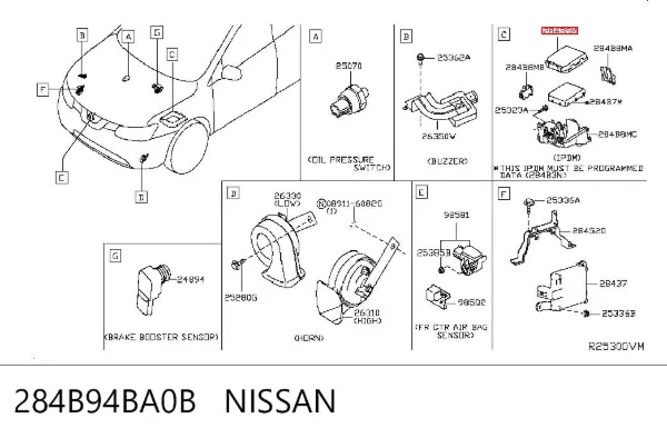 Tampa de unidade de dispositivos de segurança 284B94BA0B Nissan/Infiniti