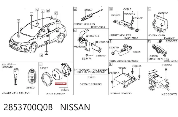 Chapa de sensor de chuva 2853700Q0B Nissan/Infiniti