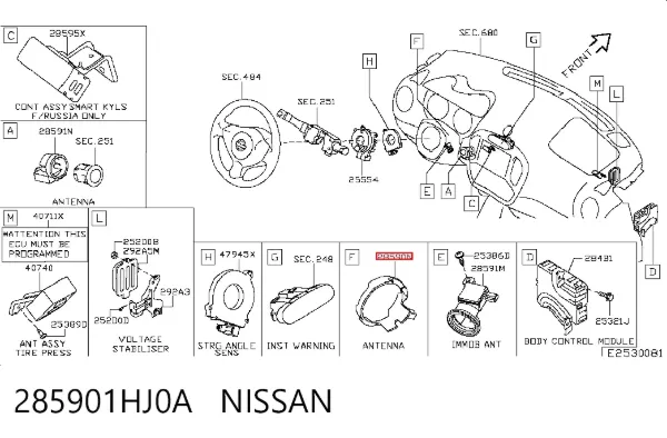 Antena (anel) de imobilizador 285901HJ0A Nissan/Infiniti