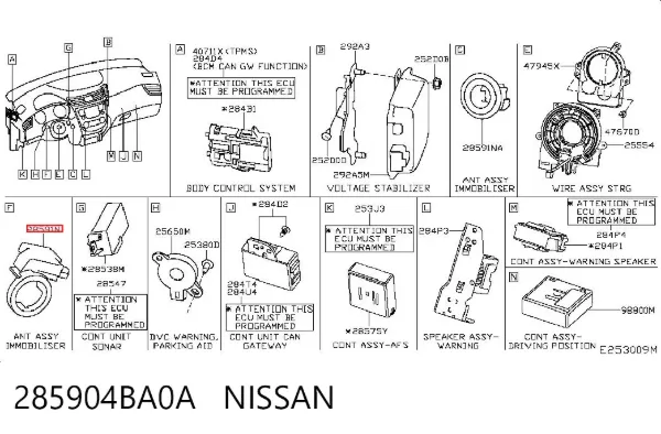 Antena (anel) de imobilizador 285904BA0A Nissan/Infiniti