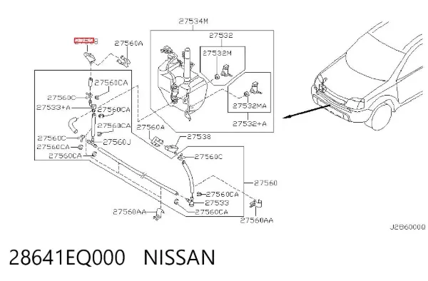 Injetor de fluido para lavador da luz dianteira 28641EQ000 Nissan/Infiniti