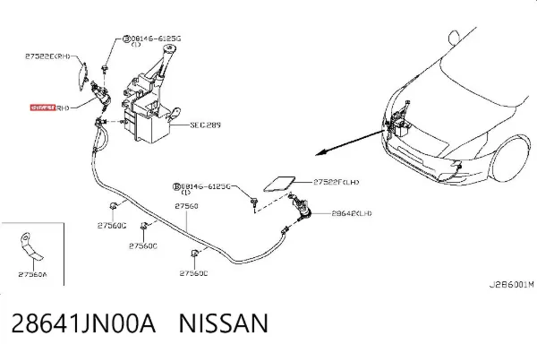 Injetor de fluido para lavador da luz dianteira direita 28641JN00A Nissan/Infiniti