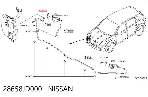 Placa sobreposta do injetor de fluido para lavador da luz dianteira 28658JD000 Nissan/Infiniti