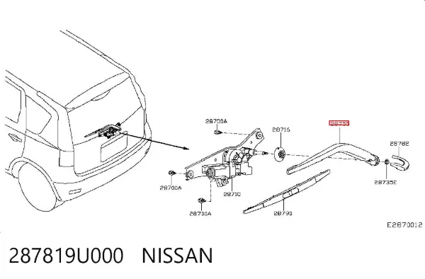 Braço de limpa-pára-brisas de vidro traseiro 287819U000 Nissan/Infiniti