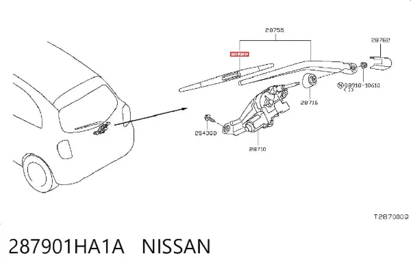 Limpa-pára-brisas de vidro traseiro 287901HA1A Nissan/Infiniti