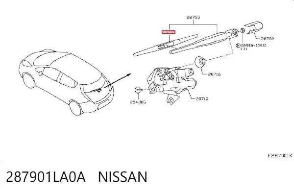 Limpa-pára-brisas de vidro traseiro 287901LA0A Nissan/Infiniti