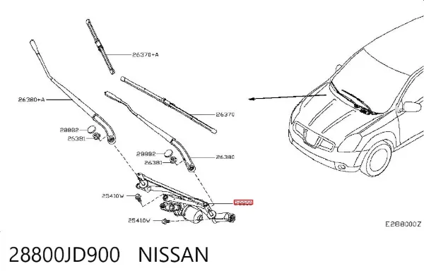 Trapézio de limpador pára-brisas 28800JD900 Nissan/Infiniti