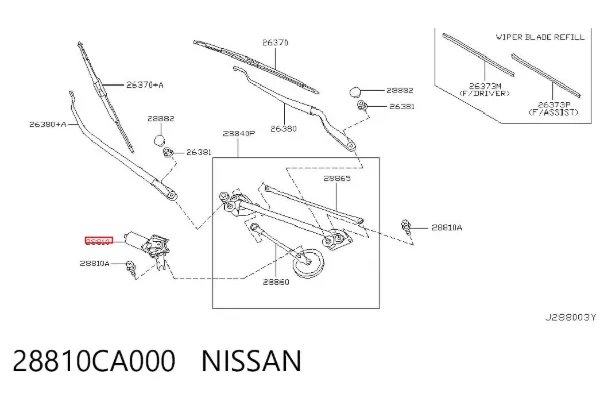 Motor de limpador pára-brisas do pára-brisas Nissan Murano Z50