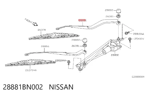 Braço de limpa-pára-brisas do pára-brisas 28881BN002 Nissan/Infiniti